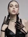 Black Gothic Gauze Gloves with Elastic Loop Belt