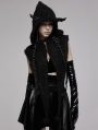 Black Gothic Cute Wizard Bat Wings Hooded Capelet for Women