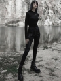 Black Gothic Fit Split Long Sleeve T-Shirt for Women