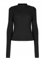 Black Gothic Fit Split Long Sleeve T-Shirt for Women