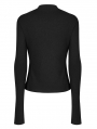 Black Gothic Fit Split Long Sleeve T-Shirt for Women