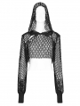 Black Gothic Net Short Hooded Sweatshirt for Women