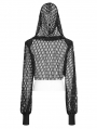 Black Gothic Net Short Hooded Sweatshirt for Women