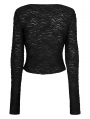 Black Gothic Punk Drawstring Sexy Long Sleeve T-Shirt for Women