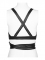 Black Gothic Punk Cross Strap Crop Top for Women