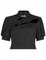Black Gothic Bat Hollow-Out Short Sleeve T-Shirt for Women