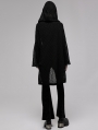 Black Gothic Knitted Daily Wear Hooded Long Cardigan for Women