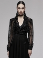 Black Gothic Bandage Lace Long Sleeve Shirt for Women