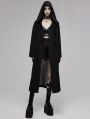 Black Gothic Chinese Style Dark Pattern Chiffon Long Hooded Coat for Women