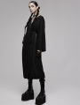 Black Gothic Chinese Style Dark Pattern Chiffon Long Hooded Coat for Women