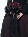 Black and Red Gothic Lace Rose Wedding Bouquet