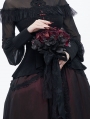 Black and Red Gothic Lace Rose Wedding Bouquet