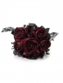 Black and Red Gothic Lace Rose Wedding Bouquet