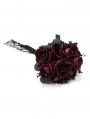 Black and Red Gothic Lace Rose Wedding Bouquet
