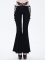 Black Gothic Sexy Slim Lace-Up Flared Trousers for Women