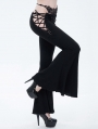 Black Gothic Sexy Slim Lace-Up Flared Trousers for Women