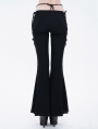Black Gothic Sexy Slim Lace-Up Flared Trousers for Women