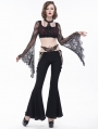 Black Gothic Sexy Slim Lace-Up Flared Trousers for Women