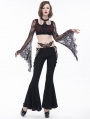 Black Gothic Sexy Slim Lace-Up Flared Trousers for Women