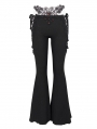 Black Gothic Sexy Slim Lace-Up Flared Trousers for Women