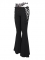 Black Gothic Sexy Slim Lace-Up Flared Trousers for Women