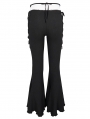 Black Gothic Sexy Slim Lace-Up Flared Trousers for Women