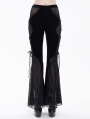 Black Gothic Sexy Velvet Lace Transparent Flared Trousers for Women