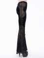 Black Gothic Sexy Velvet Lace Transparent Flared Trousers for Women