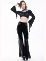 Black Gothic Sexy Velvet Lace Transparent Flared Trousers for Women