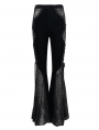 Black Gothic Sexy Velvet Lace Transparent Flared Trousers for Women