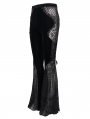 Black Gothic Sexy Velvet Lace Transparent Flared Trousers for Women