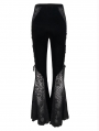 Black Gothic Sexy Velvet Lace Transparent Flared Trousers for Women
