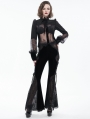 Black Gothic Sexy Transparent Lace Long Sleeve Blouse for Women