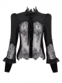 Black Gothic Sexy Transparent Lace Long Sleeve Blouse for Women