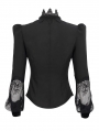 Black Gothic Sexy Transparent Lace Long Sleeve Blouse for Women