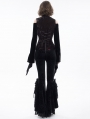 Black Vintage Gothic Elegant Velvet Off-the-Shoulder Long Sleeve Shirt for Women