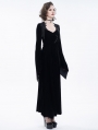 Black Vintage Gothic V-Neck Velvet Long Sleeve Party Dress