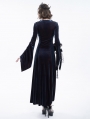 Dark Blue Vintage Gothic V-Neck Velvet Long Sleeve Party Dress