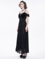 Black Vintage Gothic Sexy Off-the-Shoulder Lace Slit Long Party Dress