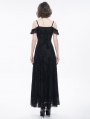 Black Vintage Gothic Sexy Off-the-Shoulder Lace Slit Long Party Dress