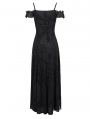 Black Vintage Gothic Sexy Off-the-Shoulder Lace Slit Long Party Dress