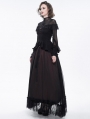 Black Gothic Lace Applique Beading Long Sleeve Shirt for Women