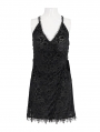 Black Gothic Sexy Lace Deep V-Neck Short Dress