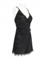 Black Gothic Sexy Lace Deep V-Neck Short Dress