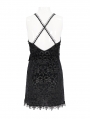 Black Gothic Sexy Lace Deep V-Neck Short Dress