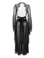 Black Gothic Sexy Hollow Out Transparent Lace Long Dress with G-String