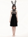 Black Gothic Sexy Velvet Lace Transparent High Slit Sleeveless Short Dress