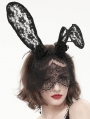 Black Gothic Lace Rabbit Ears Headdress with Face Mask