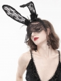 Black Gothic Lace Rabbit Ears Headdress with Face Mask