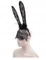 Black Gothic Lace Rabbit Ears Headdress with Face Mask